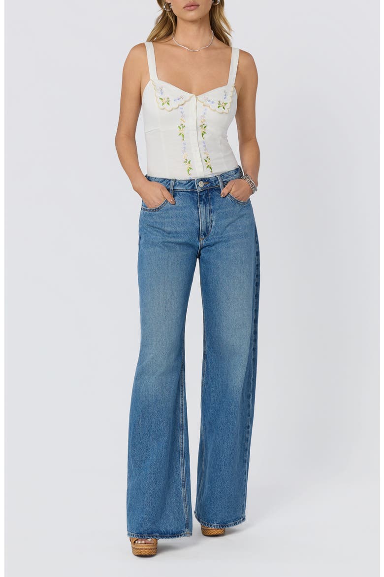 Shayna Floral Embroidered Button-Up Top, Alternate, color, OFF WHITE