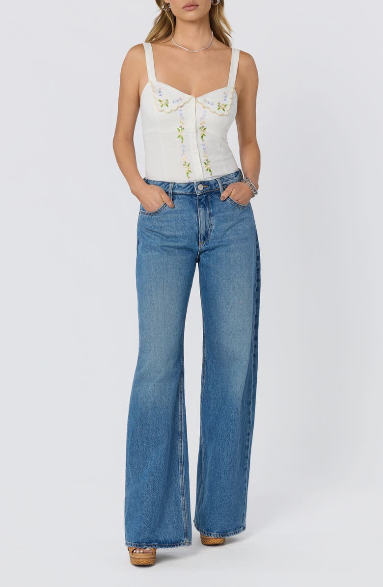 ASTR the Label Shayna Floral Embroidered Button-Up Top, Alternate, color, Off White