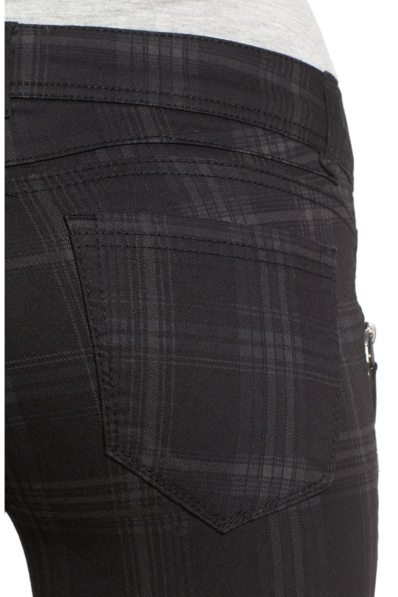 Plaid Stretch Skinny Jeans (Nordstrom Exclusive), Alternate, color, BLACK