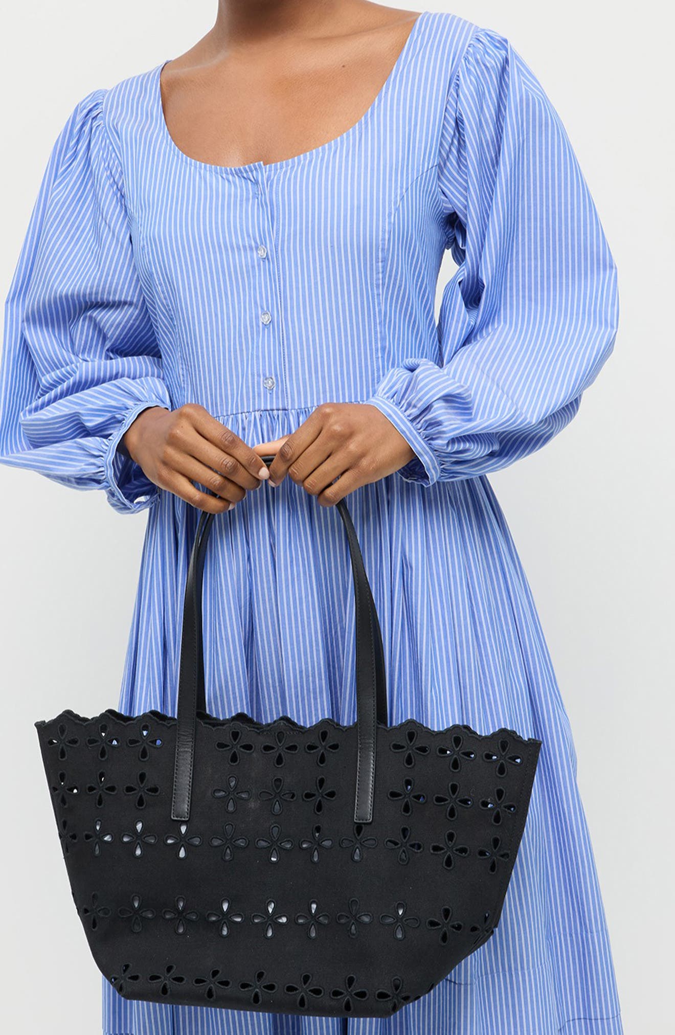 Loeffler Randall Easton Eyelet Tote Bag, Alternate, color, Black