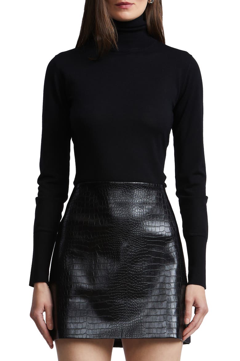 Ivy Merino Wool Turtleneck Sweater, Main, color, BLACK