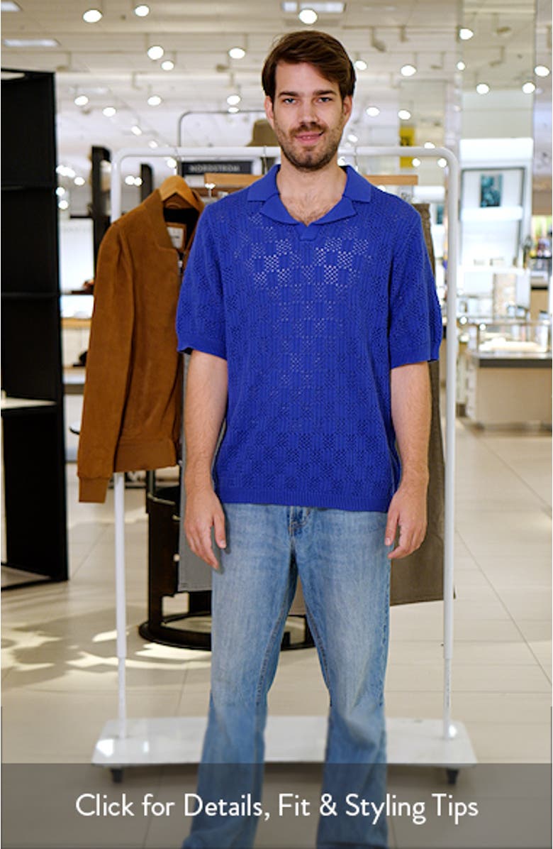 Johnny Collar Check Pattern Cotton Polo Sweater, sales video thumbnail