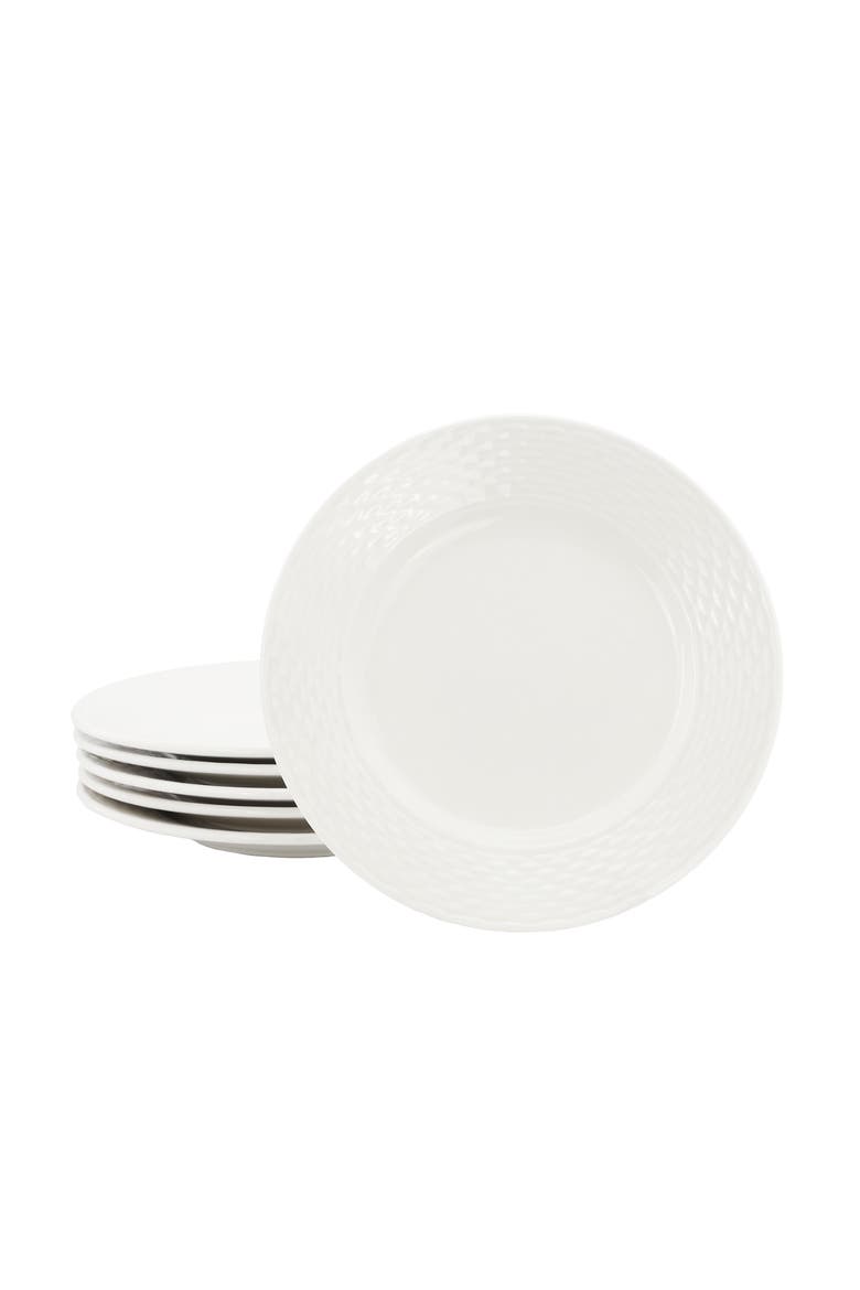 Ophelia 6 Piece Stoneware Salad Plate Set in White, Main, color, White