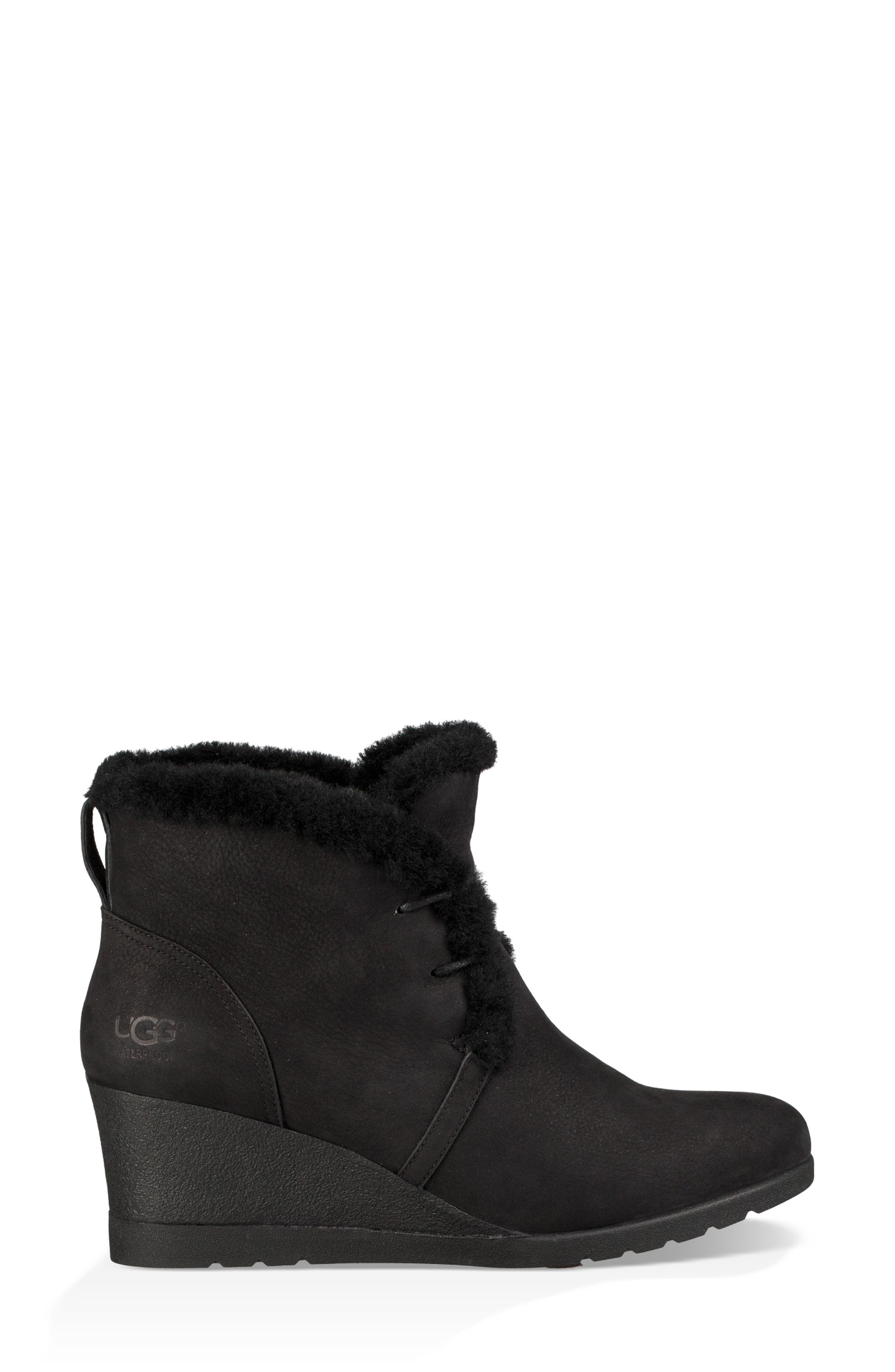Jeovana Waterproof Genuine Shearling Lined Boot, Alternate, color, BLACK SUEDE
