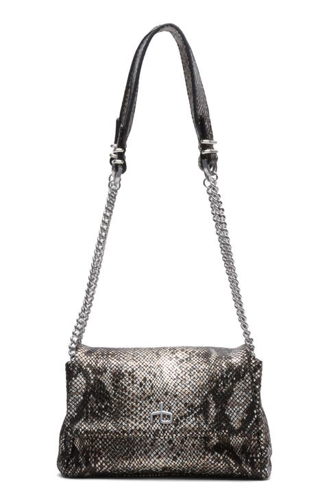 Small Chelsea Flap Snake Embossed Leather Convertible Shoulder Bag