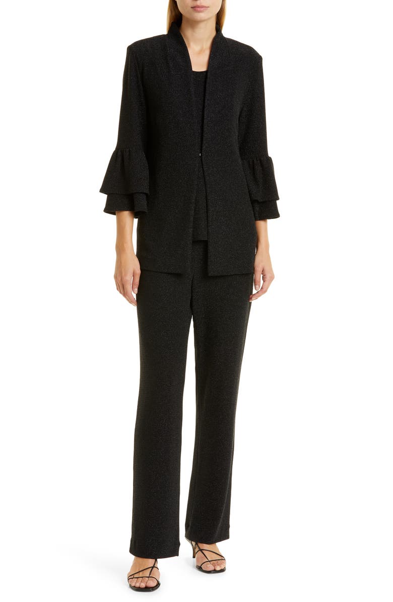 Misook Sparkle Pull-On Wide Leg Woven Pants, Alternate, color, 