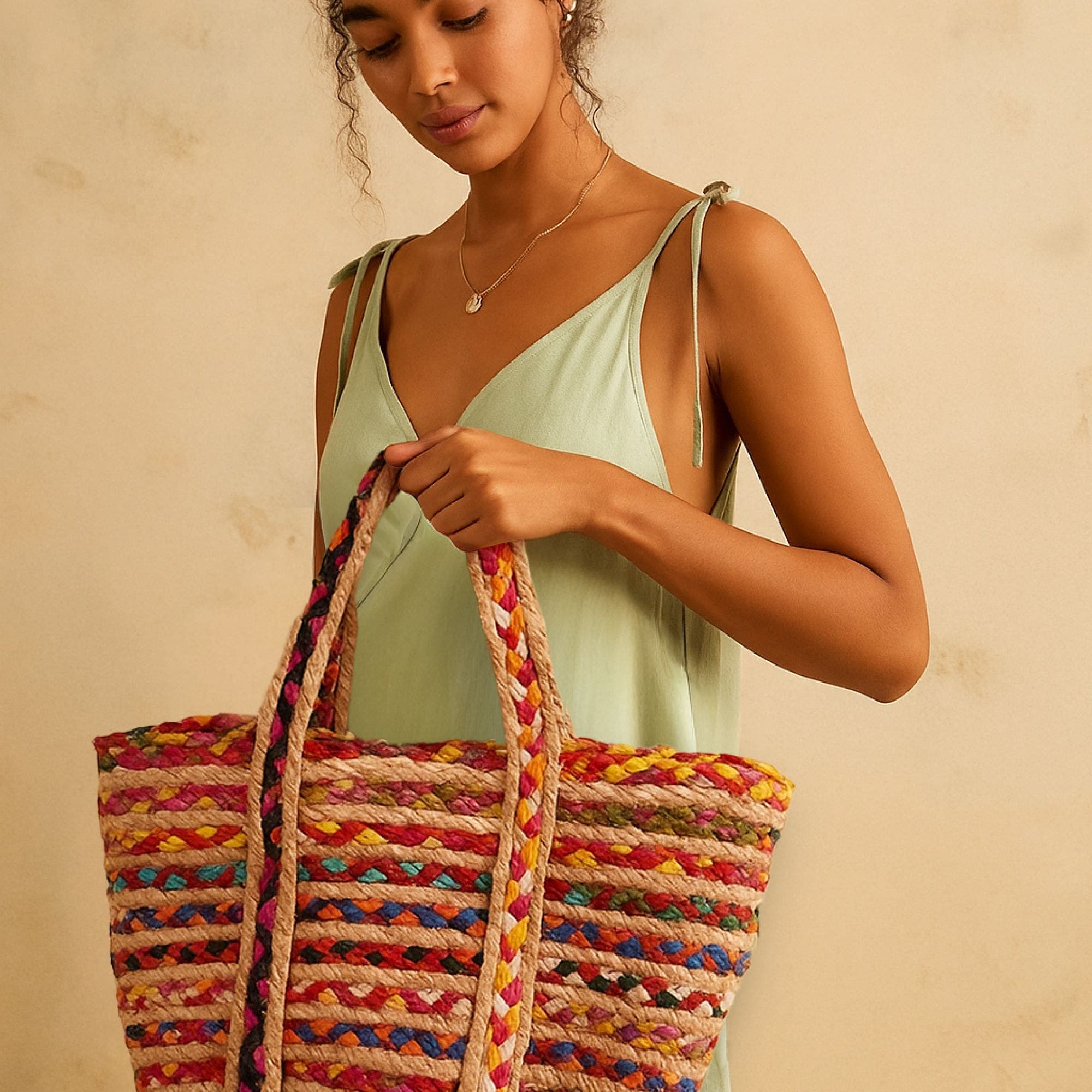Chindi Multicolor Market Tote Bag, Alternate, color, Multicolor