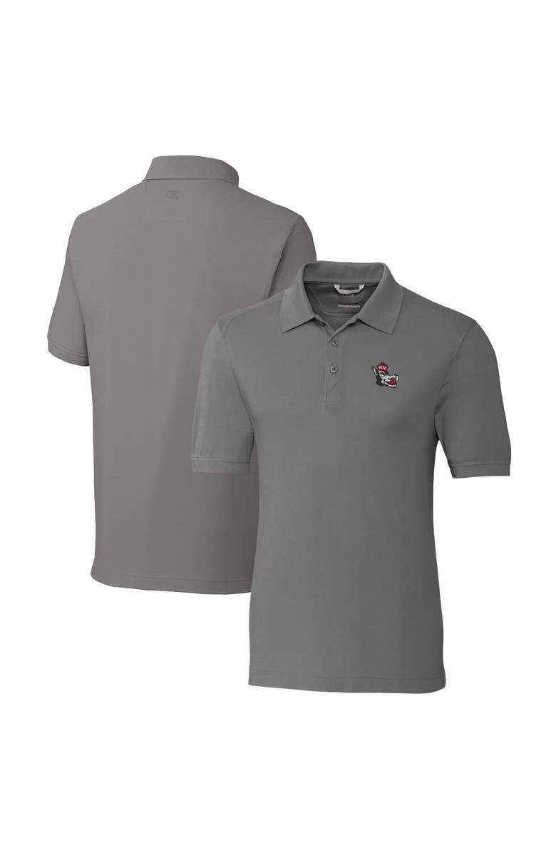 Cutter & Buck Men's Cutter & Buck Steel NC State Wolfpack Advantage Tri-Blend DryTec Pique Polo, Main, color, 