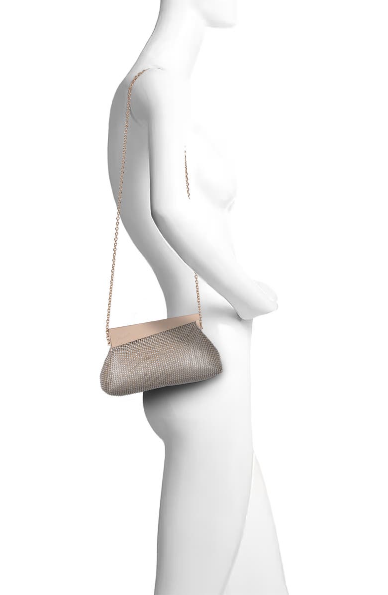 Jewel Badgley Mischka Ivy Asymmetrical Crystal Pouch Clutch, Alternate, color, Gold