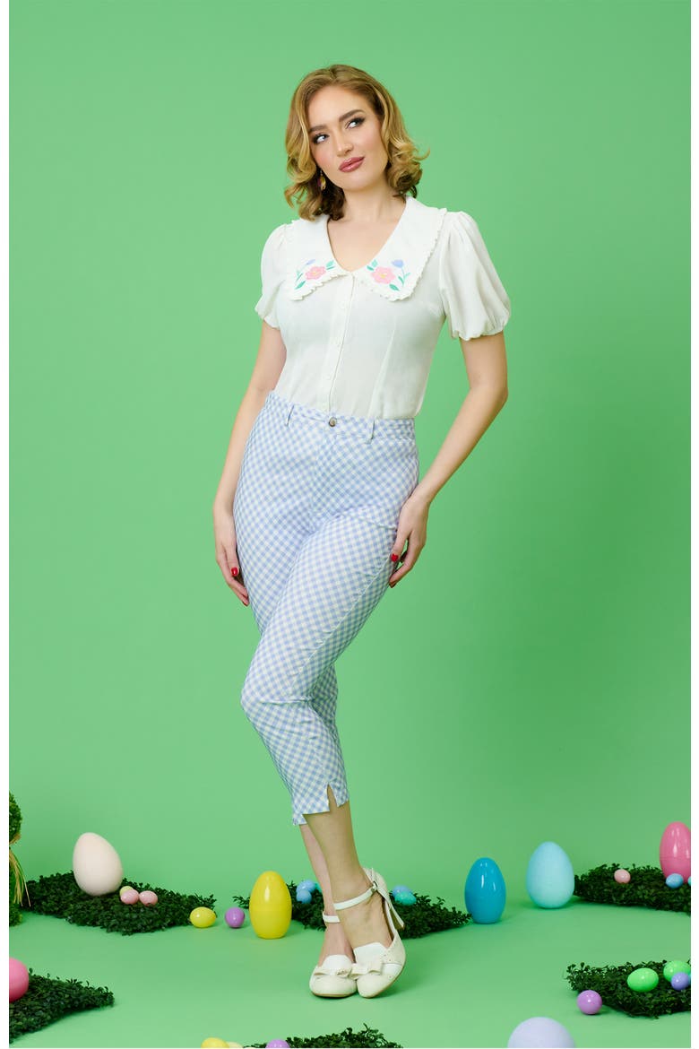 Rachelle Capri Pants, Alternate, color, Baby Blue Gingham Print