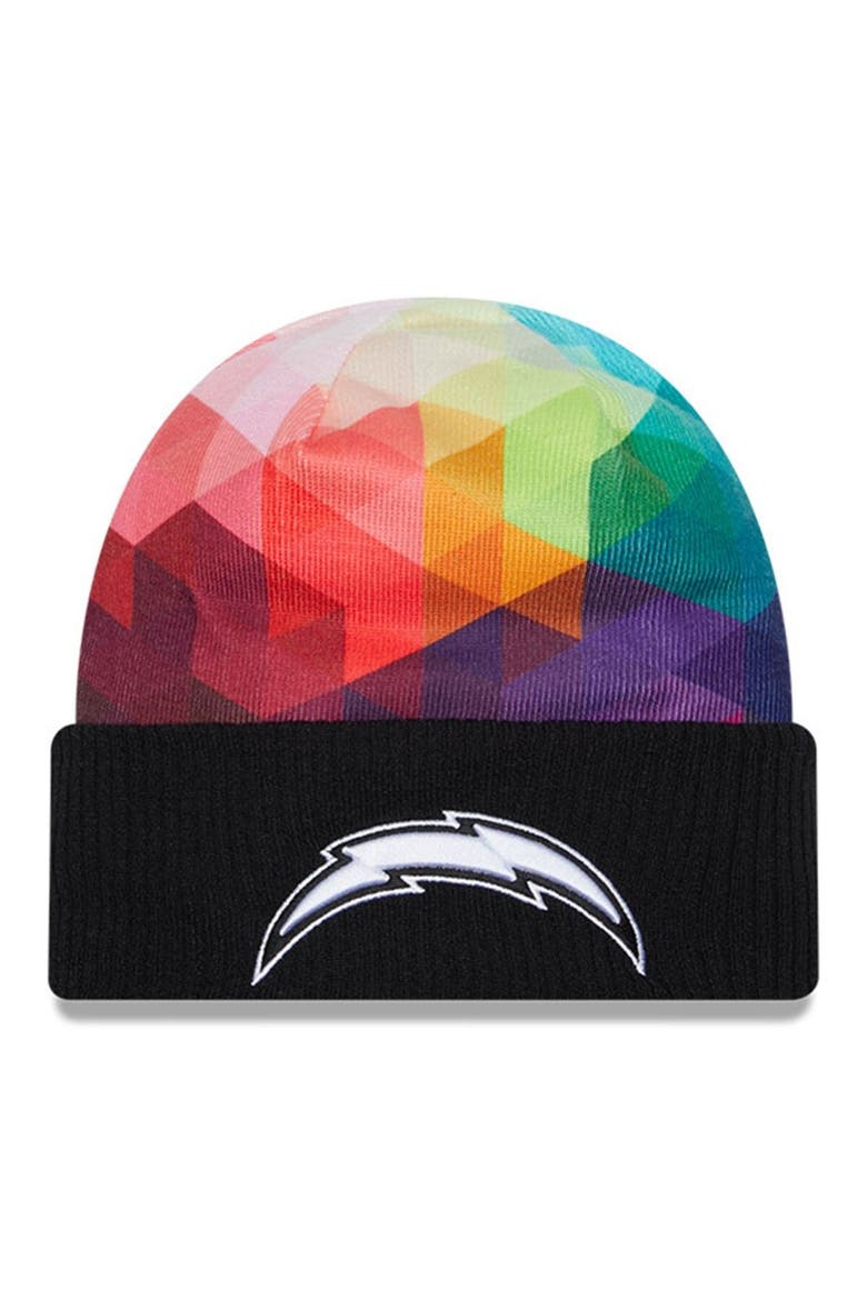 Men's New Era  Black Los Angeles Chargers 2023 NFL Crucial Catch Cuffed Knit Hat, Main, color, Black