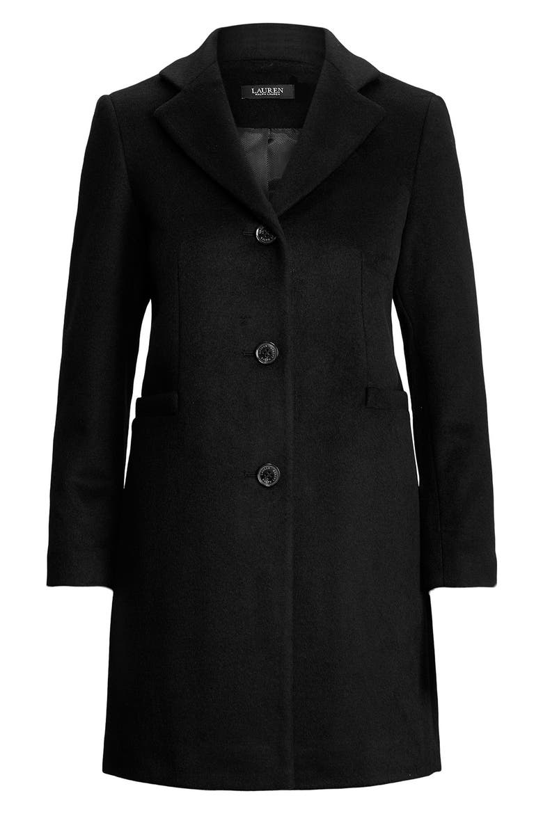 Reefer Wool Blend Coat, Alternate, color, BLACK
