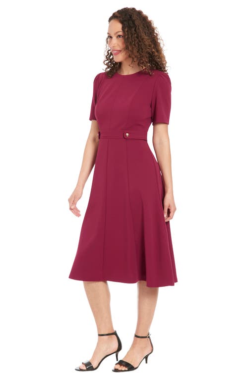 London Times Short Sleeve Fit & Flare Midi Dress In Pink