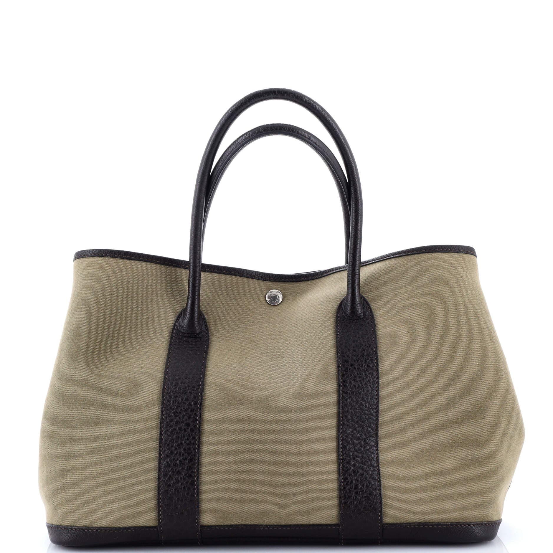 Pre-Owned Hermes Garden Party Tote Toile and Leather 36, Main, color, 