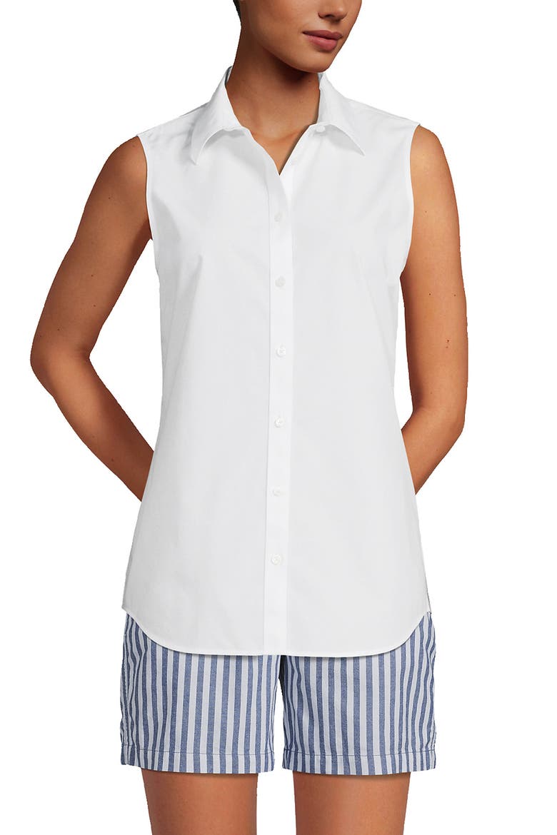 Sleeveless No Iron Shirt, Alternate, color, White
