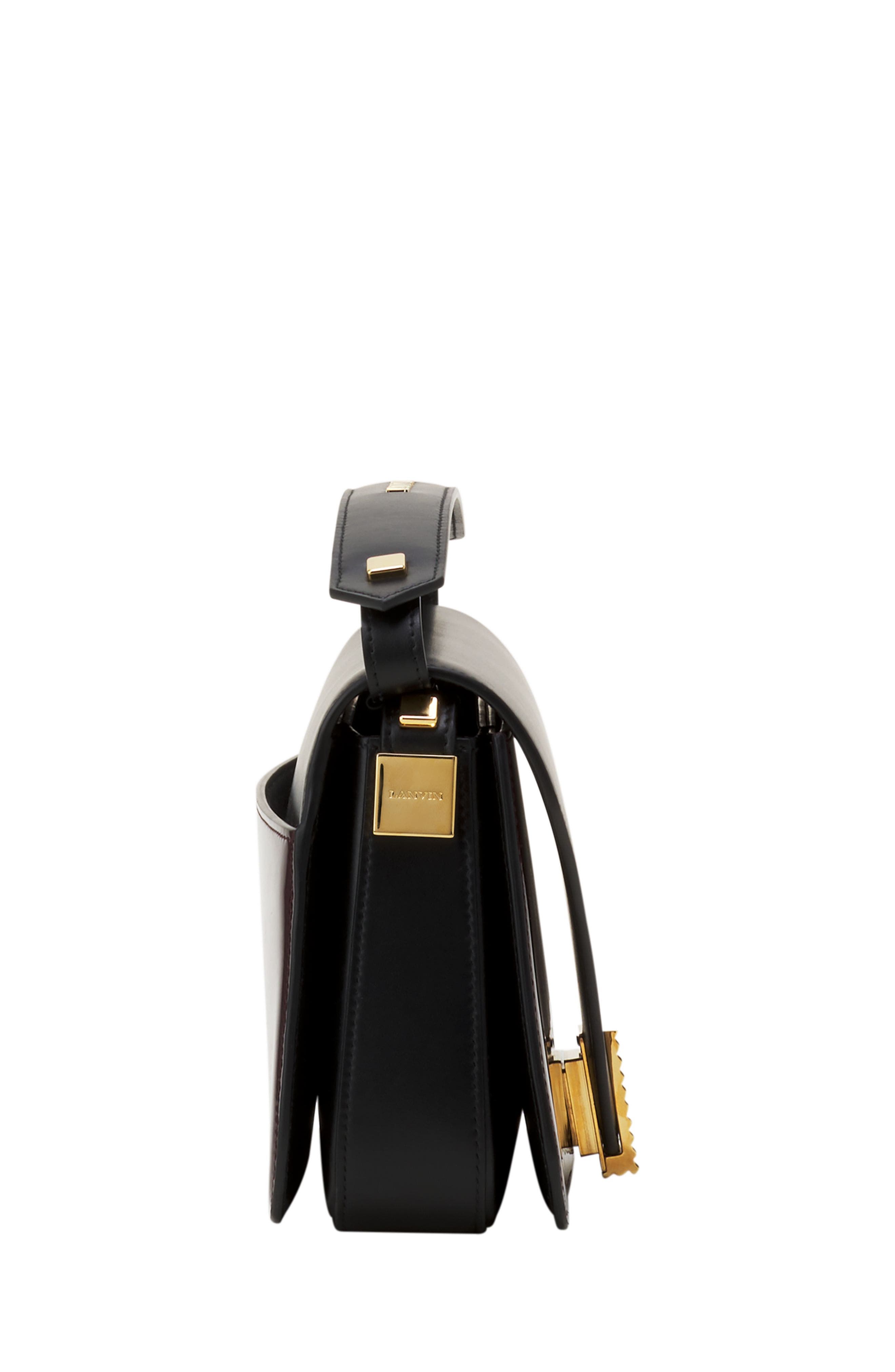 Lanvin Concerto Arpege Patent Leather Bag, Alternate, color, Black/Burgundy