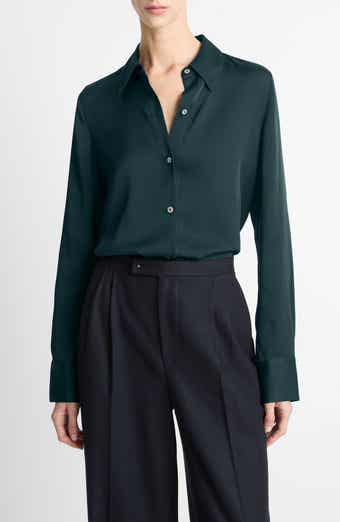 Vince Slim Fit Silk Blend Button-Up Shirt