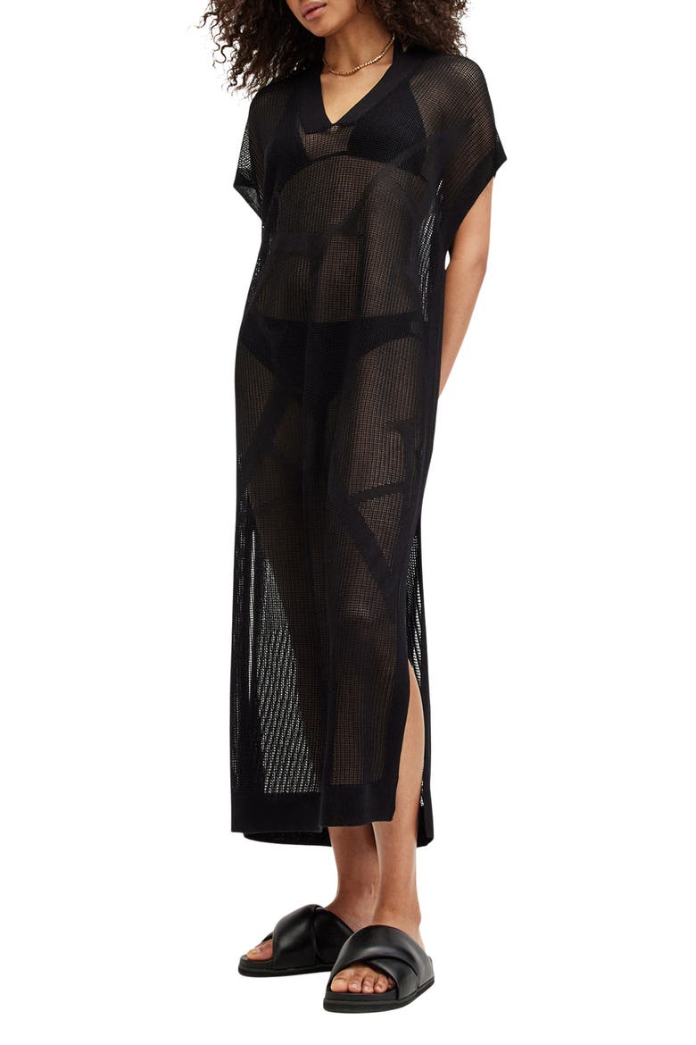 A Star Mesh Dress, Alternate, color, BLACK