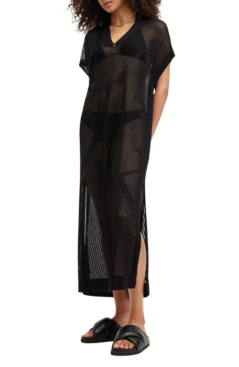 AllSaints A Star Mesh Dress, Alternate, color,