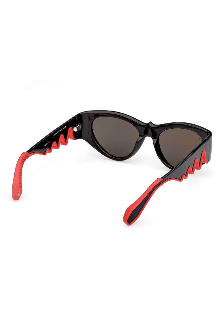 54mm Loubishark Cat Eye Sunglasses, Alternate, color, BLACK FRAME WITH ZEISS LENS IN SMOKE GREY WITH RED FLASH