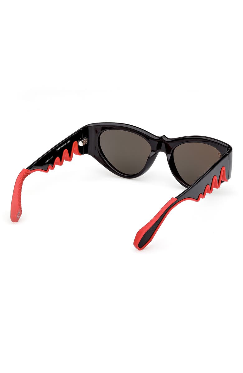 Christian Louboutin 54mm Loubishark Cat Eye Sunglasses, Alternate, color, Black/ Smoke Grey/ Red Flash