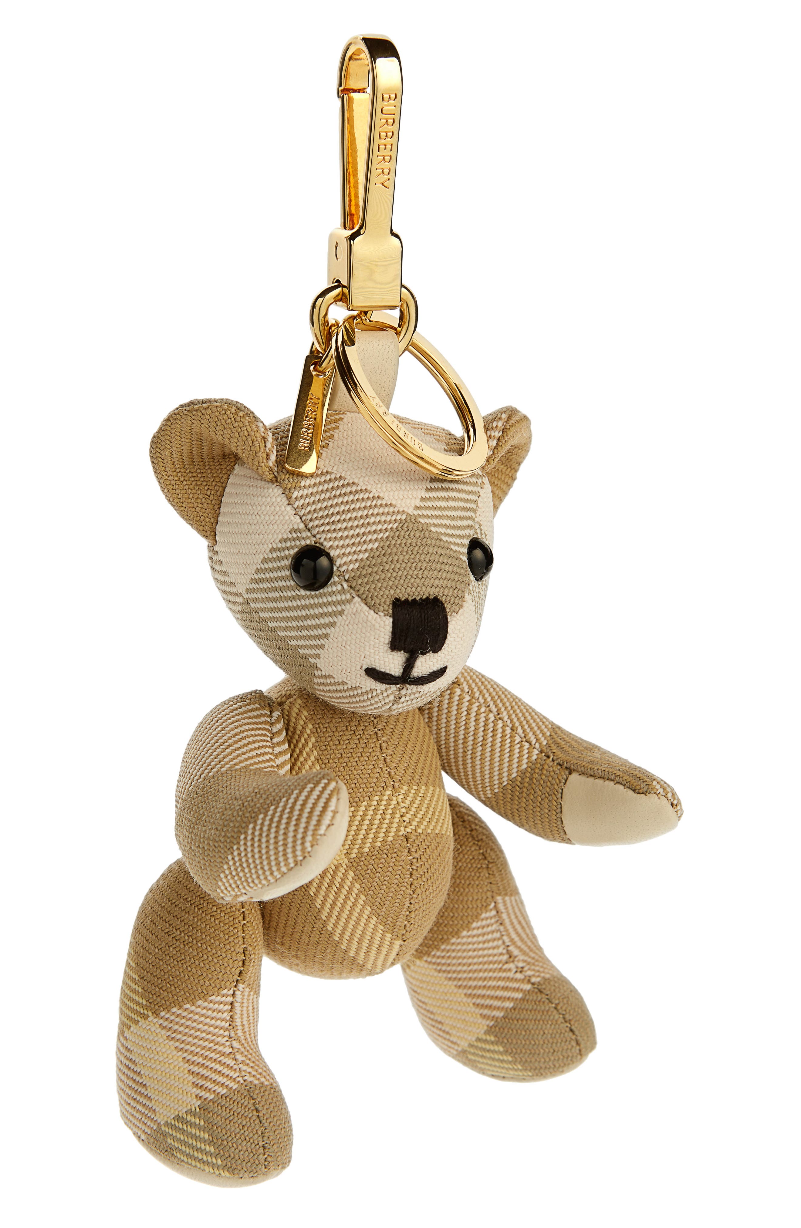 Thomas Check Bag Charm, Main, color, FLAX