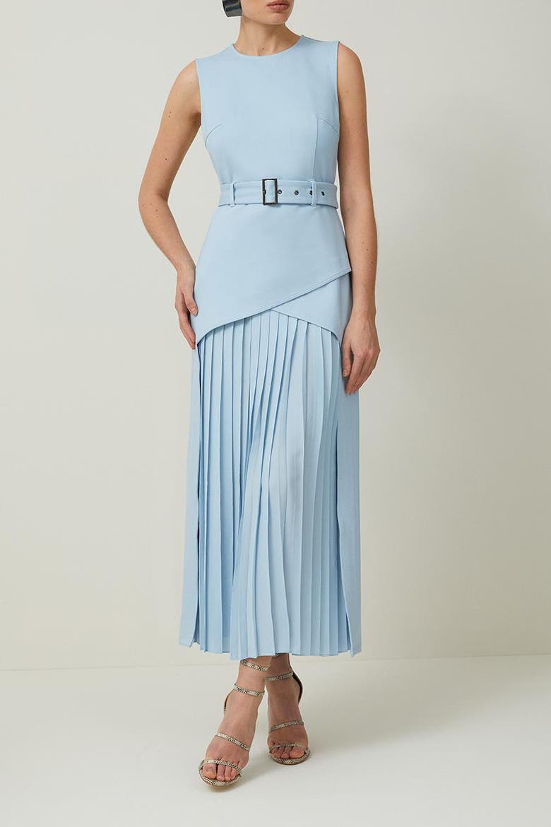 Jersey Pleated Maxi Dress, Alternate, color, Pale Blue