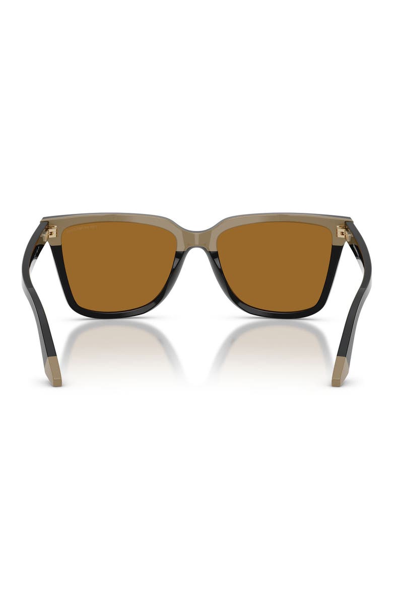 55mm Polarized Irregular Sunglasses, Alternate, color, SHINY BLACK/ BEIGE / POLAR