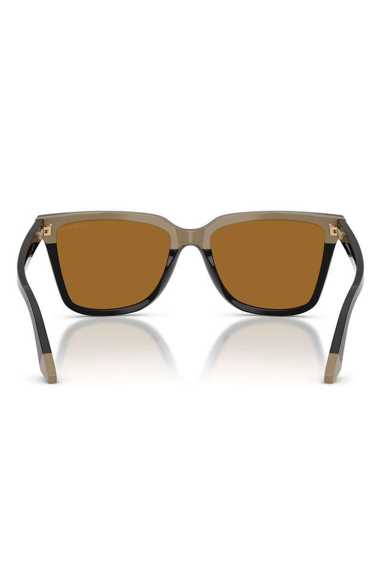 Emporio Armani 55mm Polarized Irregular Sunglasses, Alternate, color, Shiny Black/ Beige / Polar