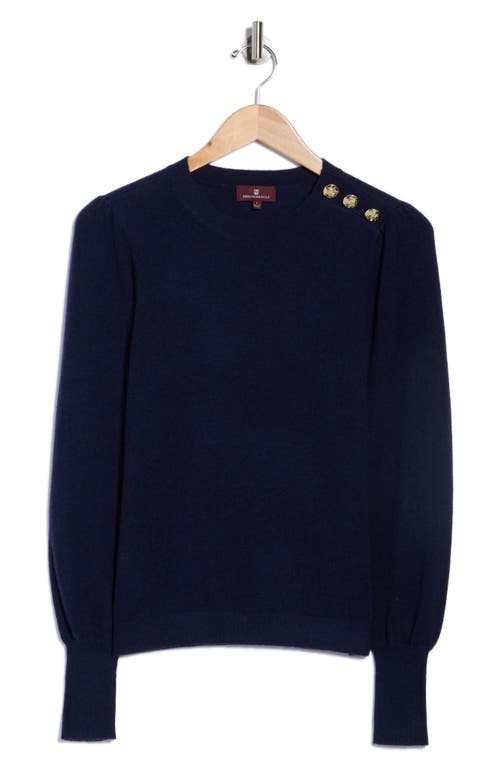 Bruno Magli Button Shoulder Wool & Cashmere Blend Sweater In Blue