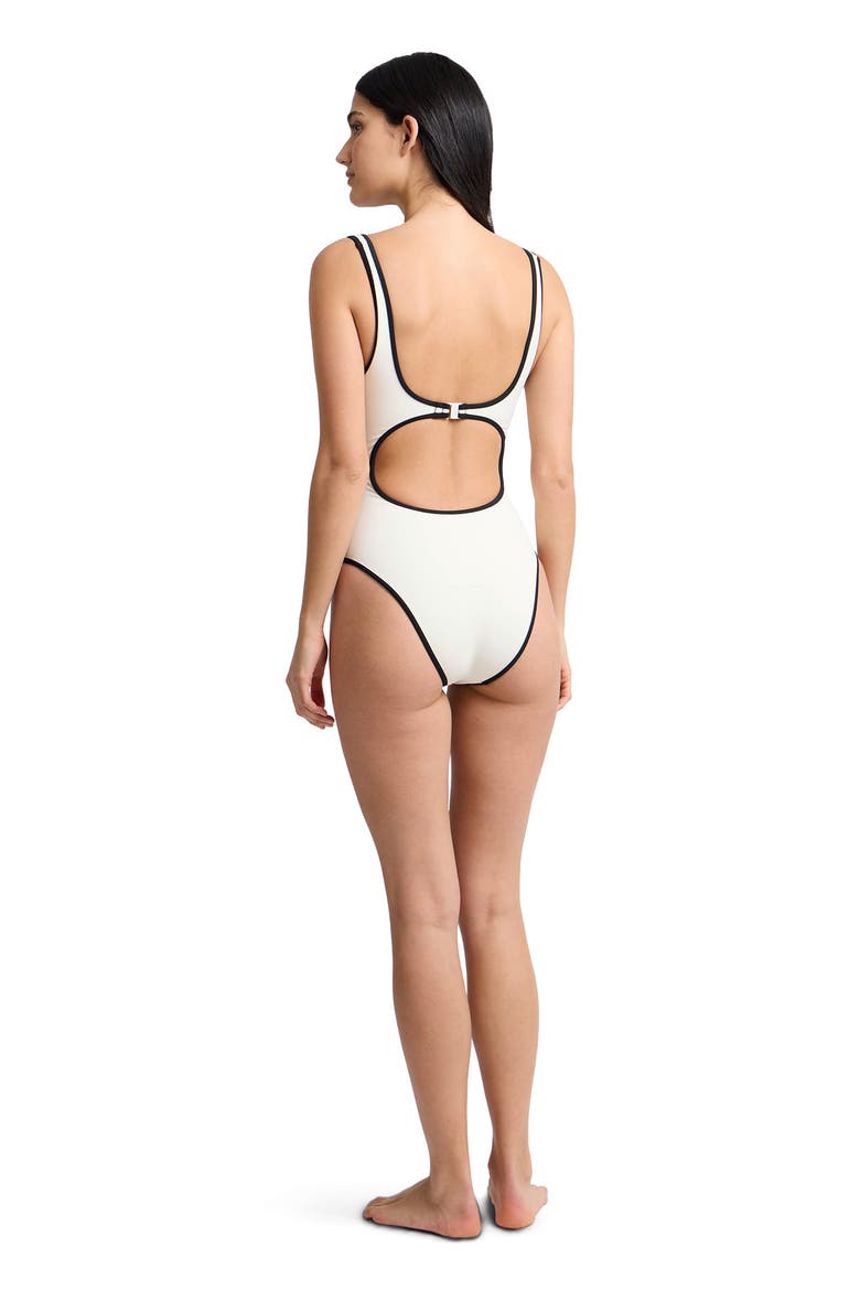 Arya High-Cut Leg One-Piece, Alternate, color, Egret/Black