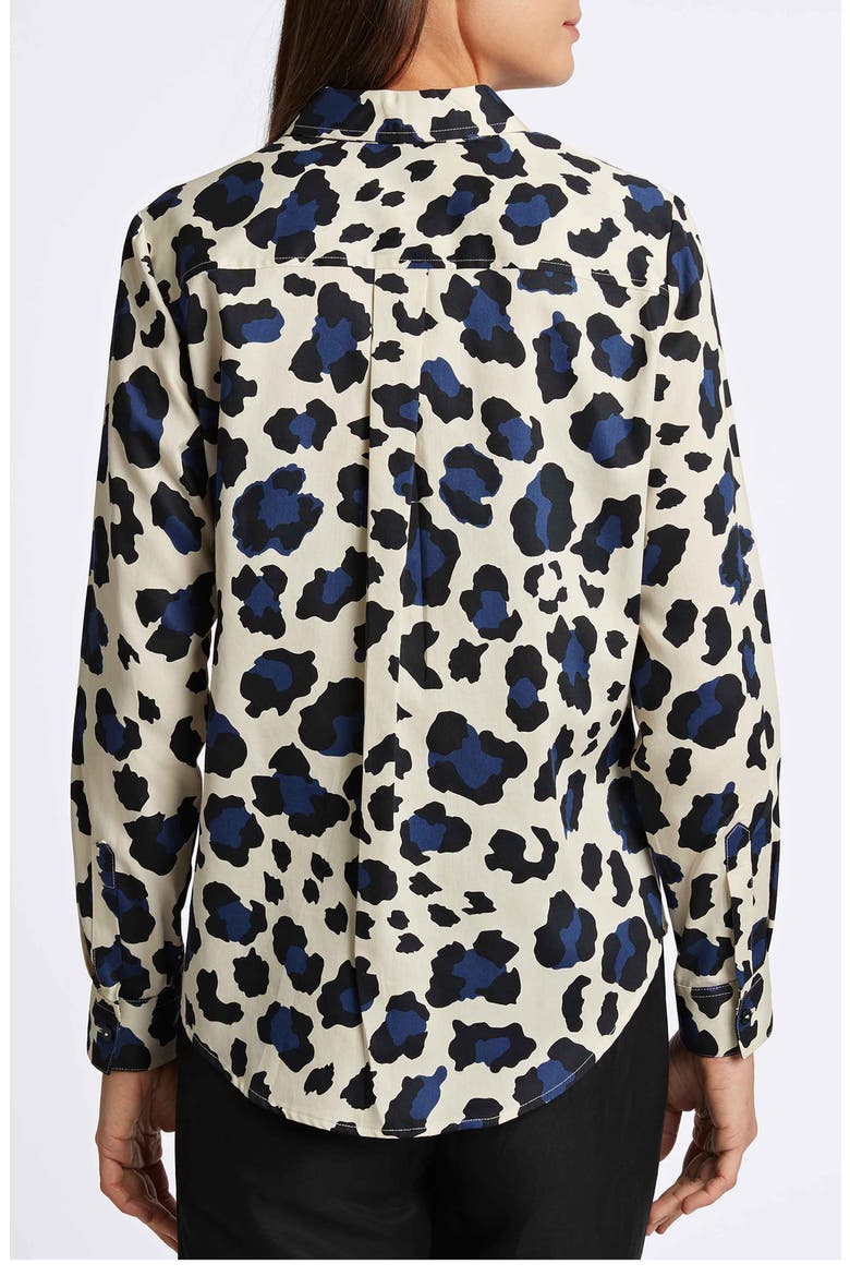 Charlie Leopard Print Cotton Button-Up Shirt, Alternate, color, PACIFIC BLUE MU