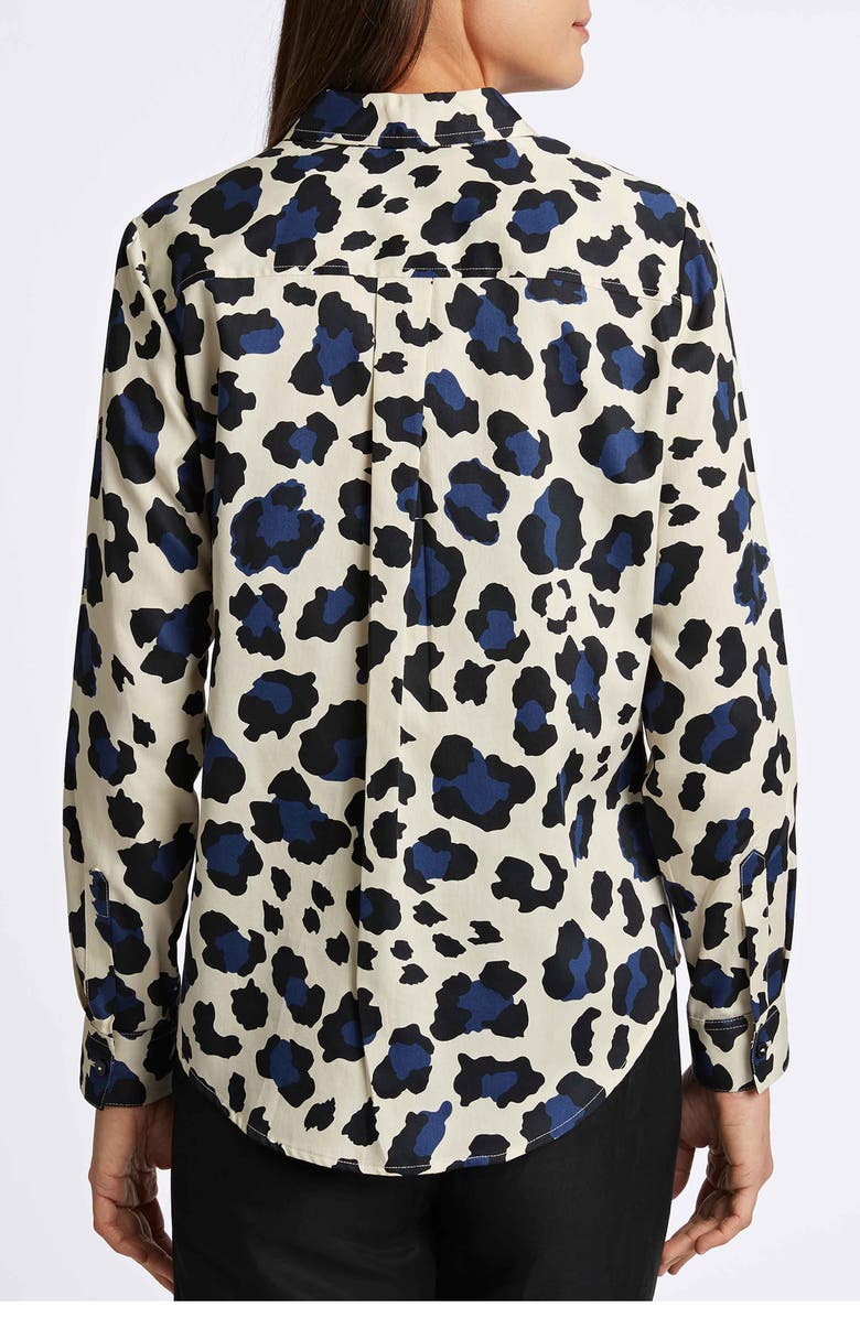 Foxcroft Charlie Leopard Print Cotton Button-Up Shirt, Alternate, color, 