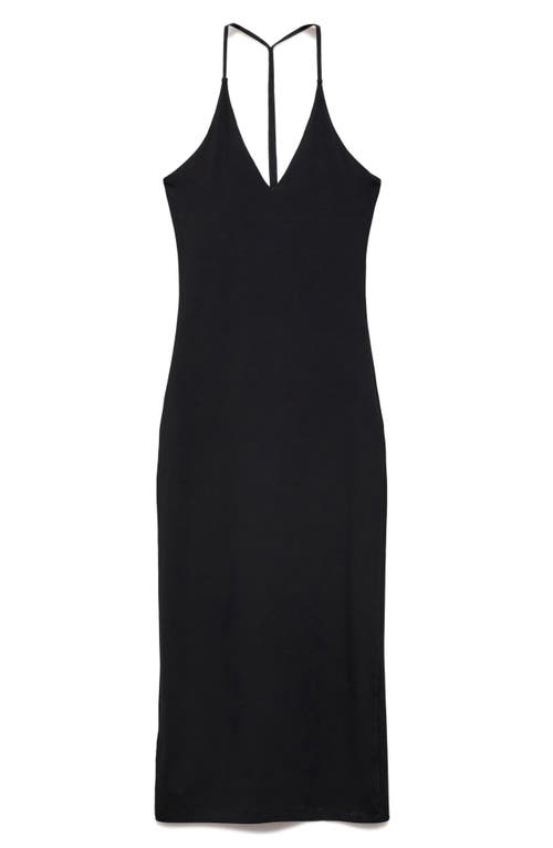 Mango Midi-dress With Back Neckline Black In Black