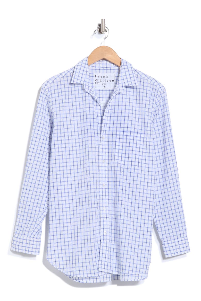 Boyfriend Button-Up Shirt, Main, color, WASHED BLUE WINDOWPANE