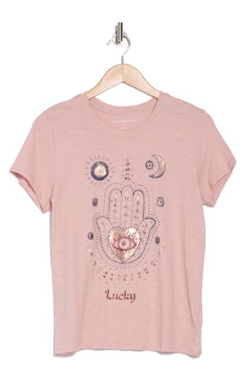 LUCKY BRAND LUCKY BRAND FOIL HAMSA GRAPHIC T-SHIRT