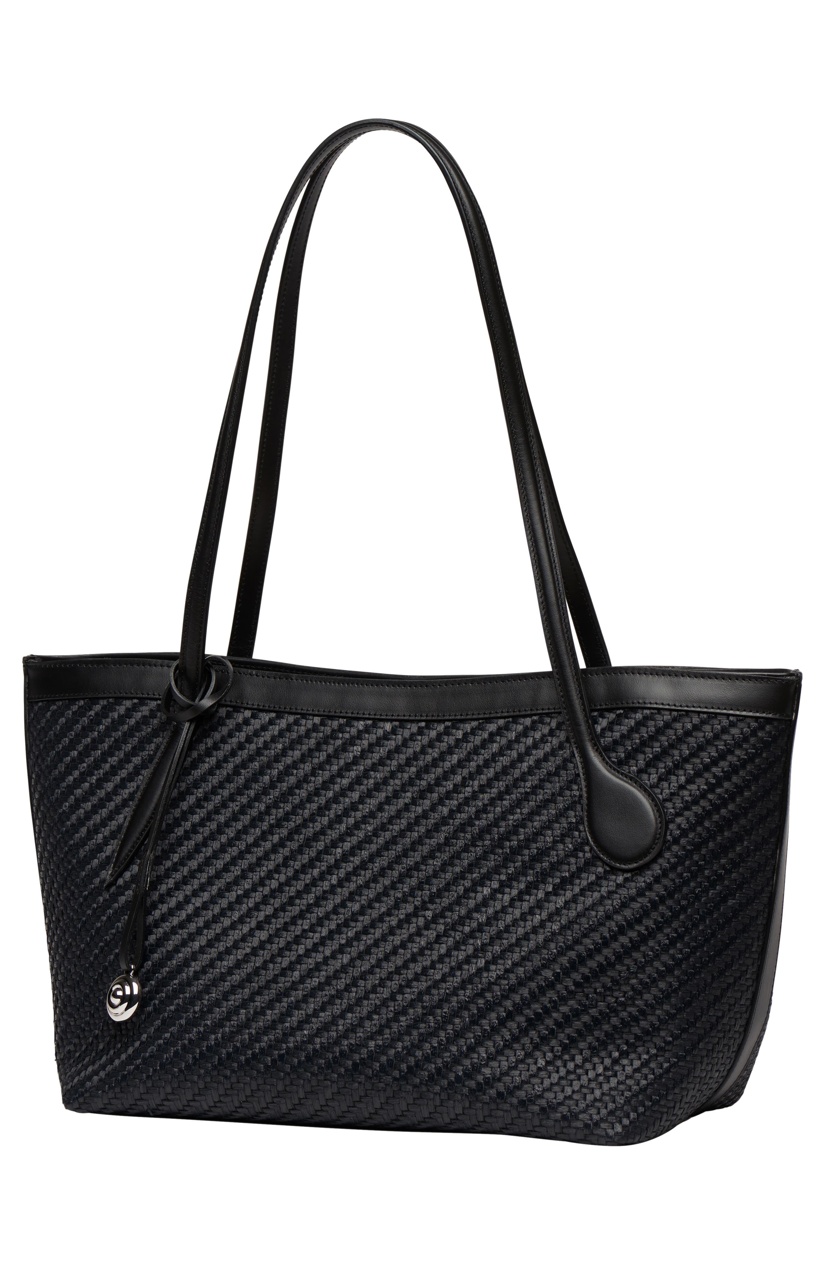 LIFFNER Midi Sprout Woven Leather Tote, Alternate, color, Black