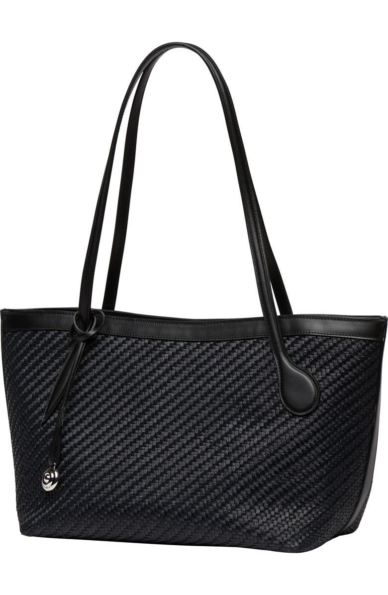 LIFFNER Midi Sprout Woven Leather Tote, Alternate, color, Black