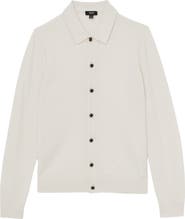 Reiss Gideon Collared Diamond Texture Wool Cardigan