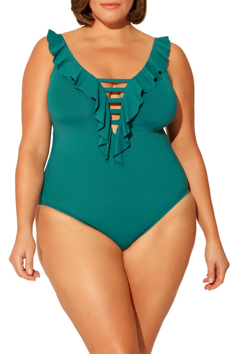 Rufflicious One-Piece Swimsuit, Main, color, OCEANSIDE