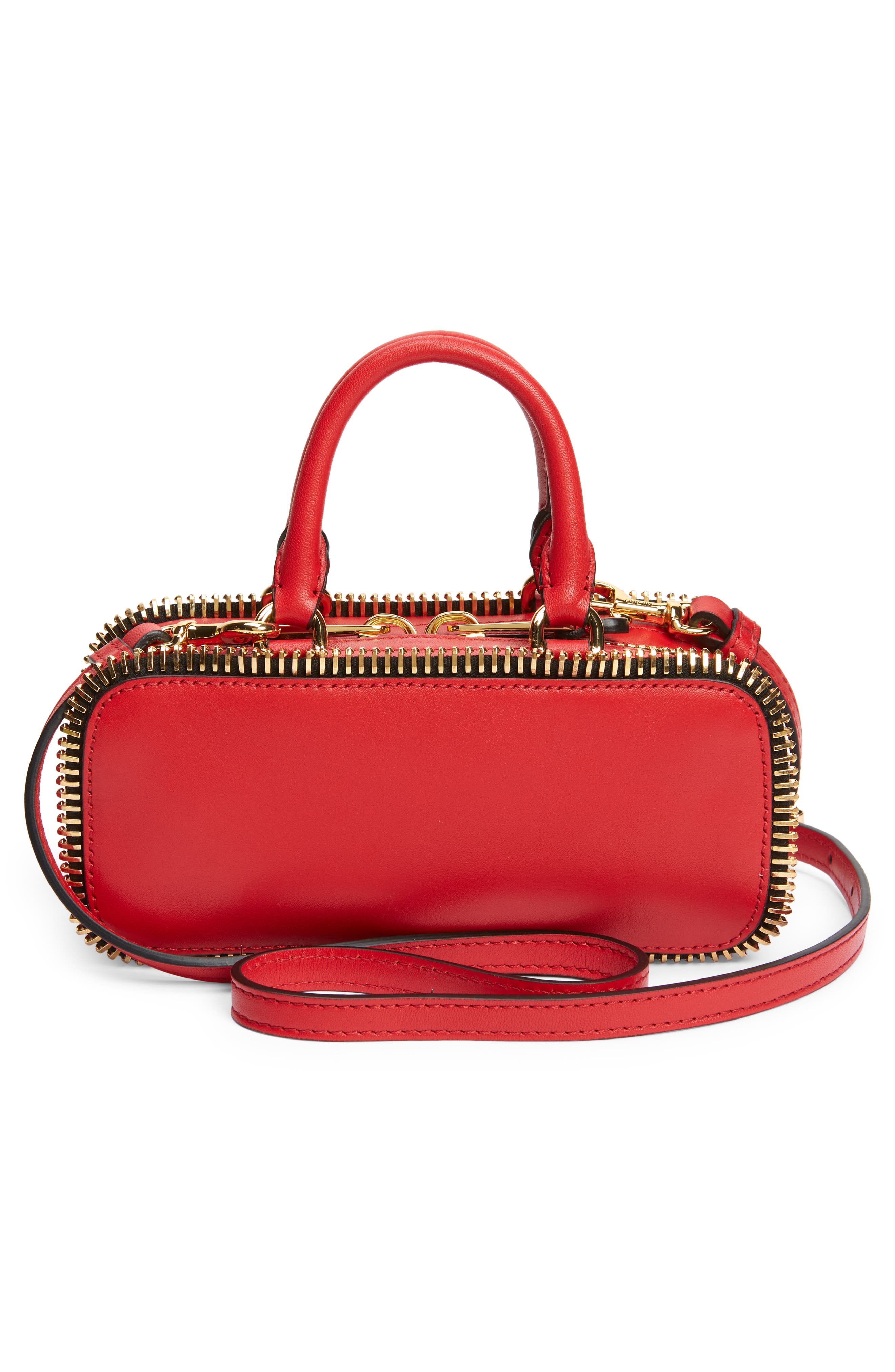 Moschino Mini Rider Zipper Leather Top Handle Bag, Alternate, color, 