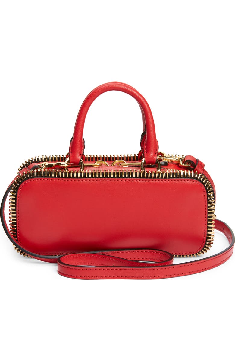 Moschino Mini Rider Zipper Leather Top Handle Bag, Alternate, color,