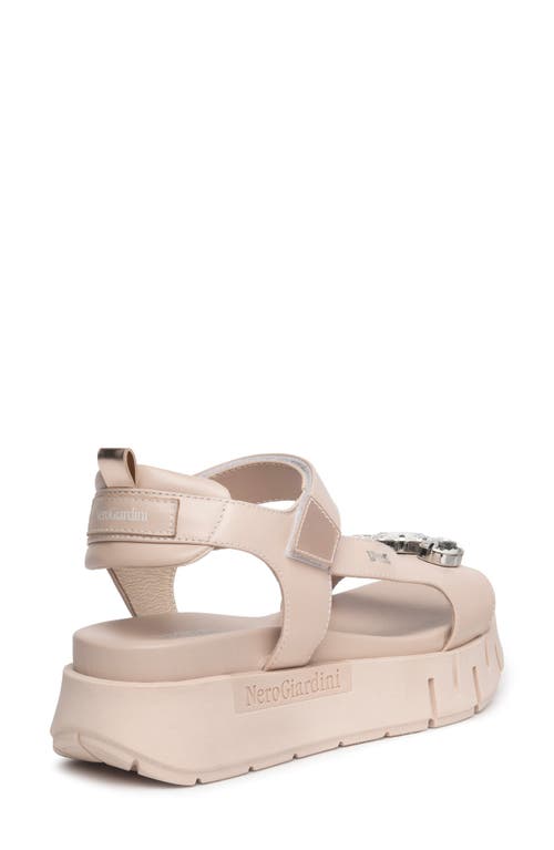Nerogiardini Ankle Strap Platform Sandal In Natural