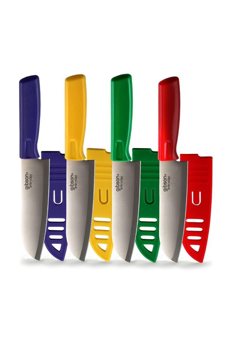 Everyday Grantville 4 Piece 6 Inch Santoku Knife with Sheath, Main, color, Assorted