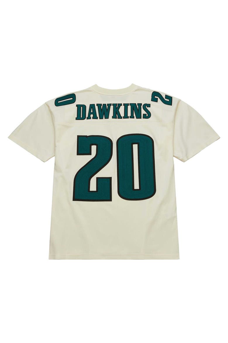 Men's Mitchell & Ness Brian Dawkins Cream Philadelphia Eagles Chainstitch Legacy Jersey, Alternate, color, Cream
