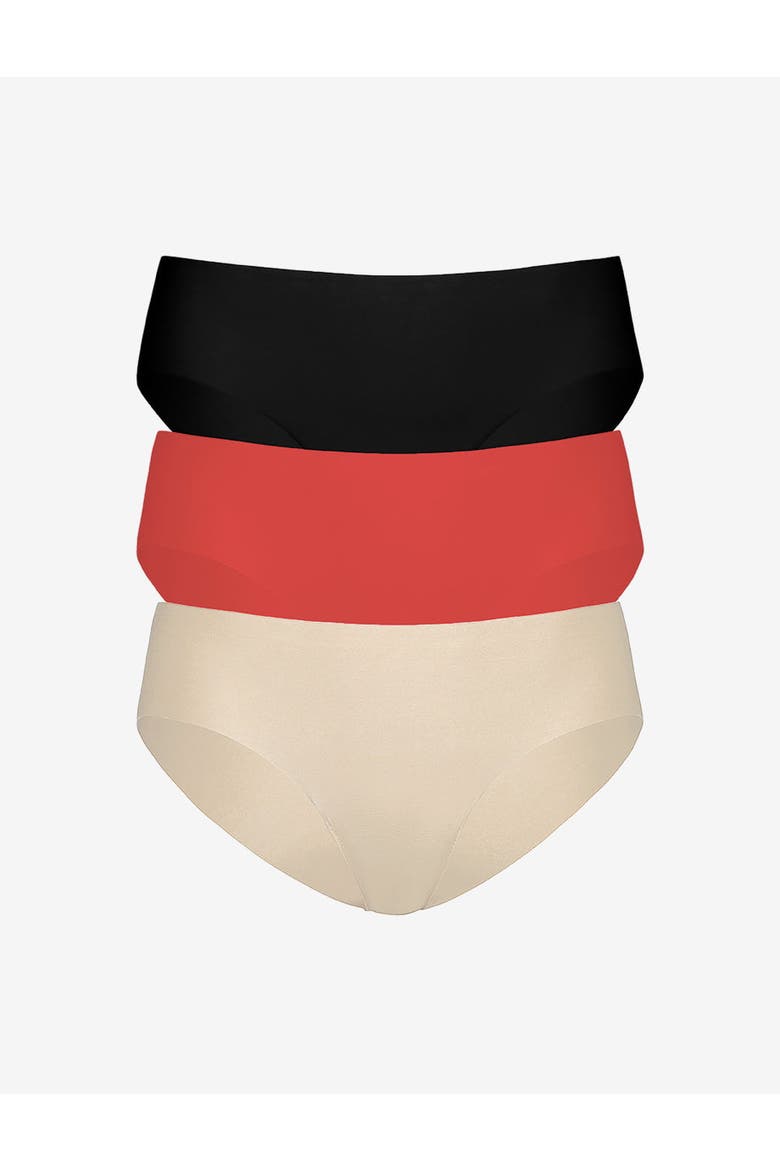 Cotton Bikini 3-Pack, Main, color, Black/Poppy/Beige