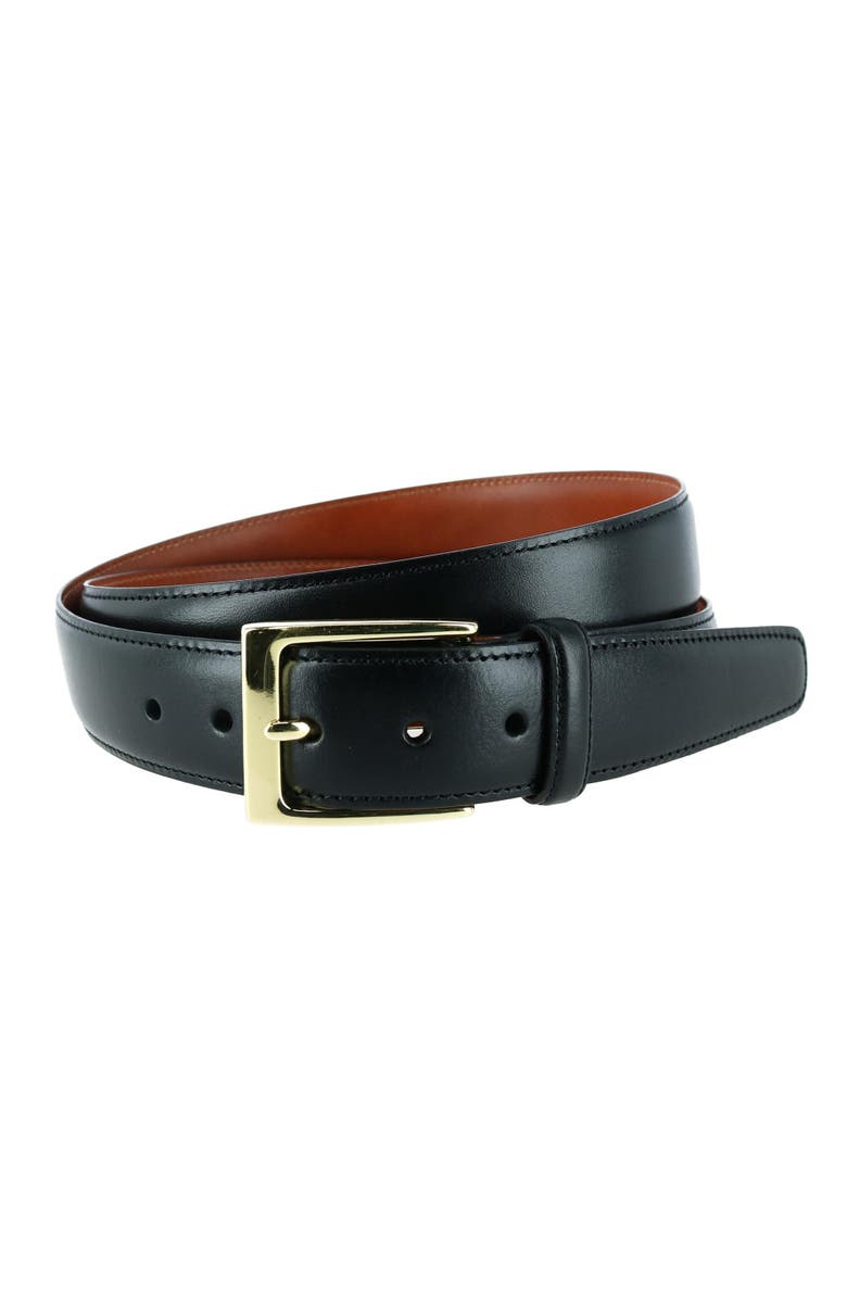 Trafalgar Classic 30mm Cortina Leather Belt, Main, color, Black