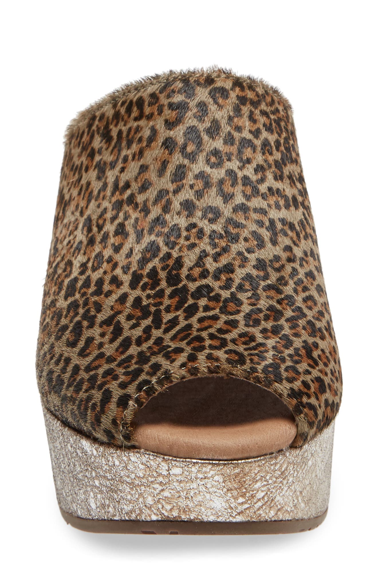 Yiona Genuine Calf Hair Wedge Slide Sandal, Alternate, color, GREY LEOPARD CALF HAIR