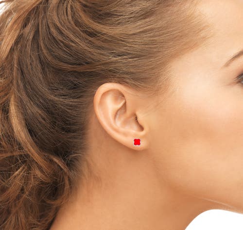 Donatello Gian Sterling Silver Red Turquoise Clover Studs In Red
