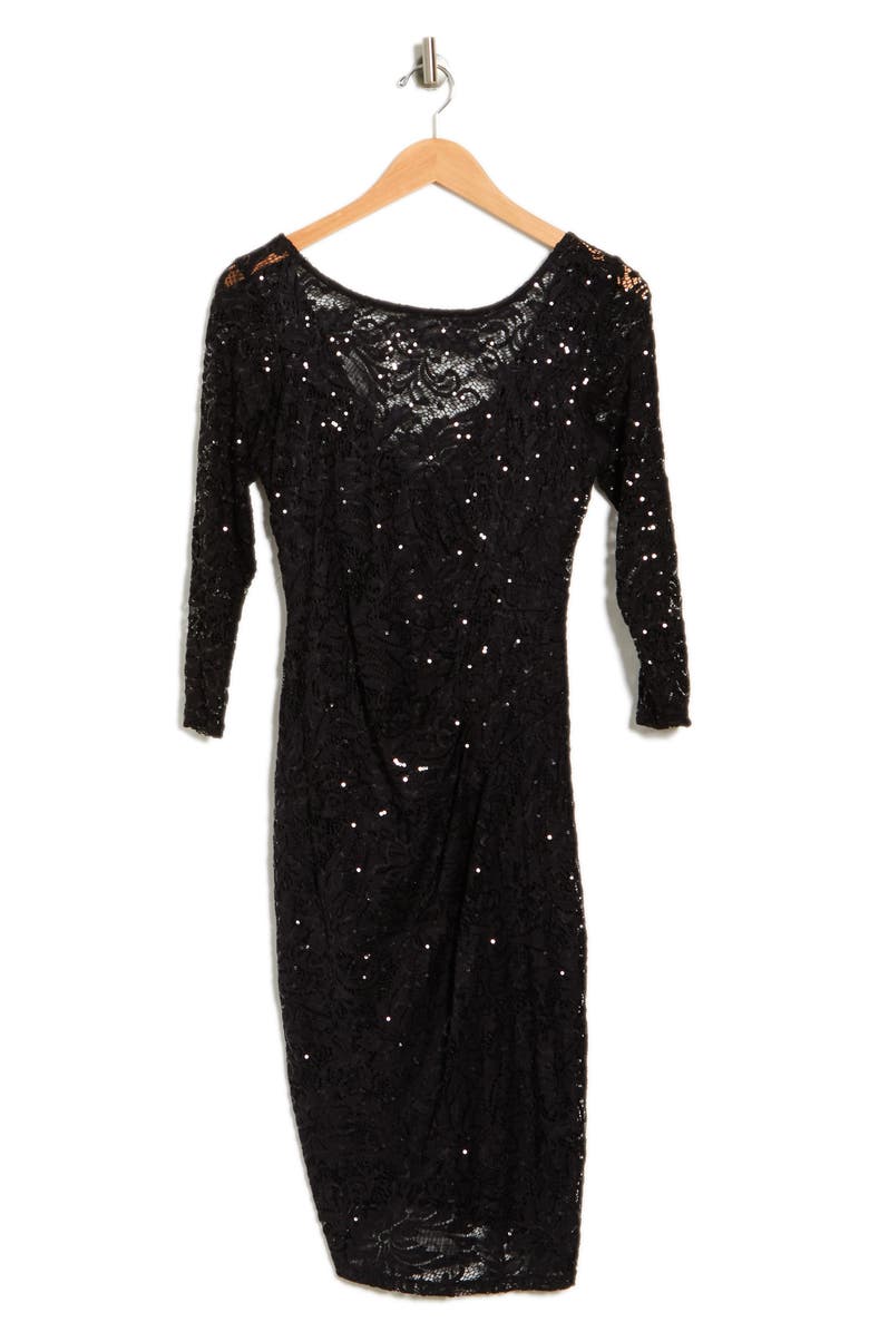 Marina Sequin Lace 3/4 Sleeve Sheath Dress, Alternate, color,